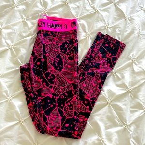 Zumba Fitness Wear Spicy Leggings Crazy Happy Lounge Workout Black/Hot Pink